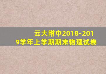 云大附中2018-2019学年上学期期末物理试卷